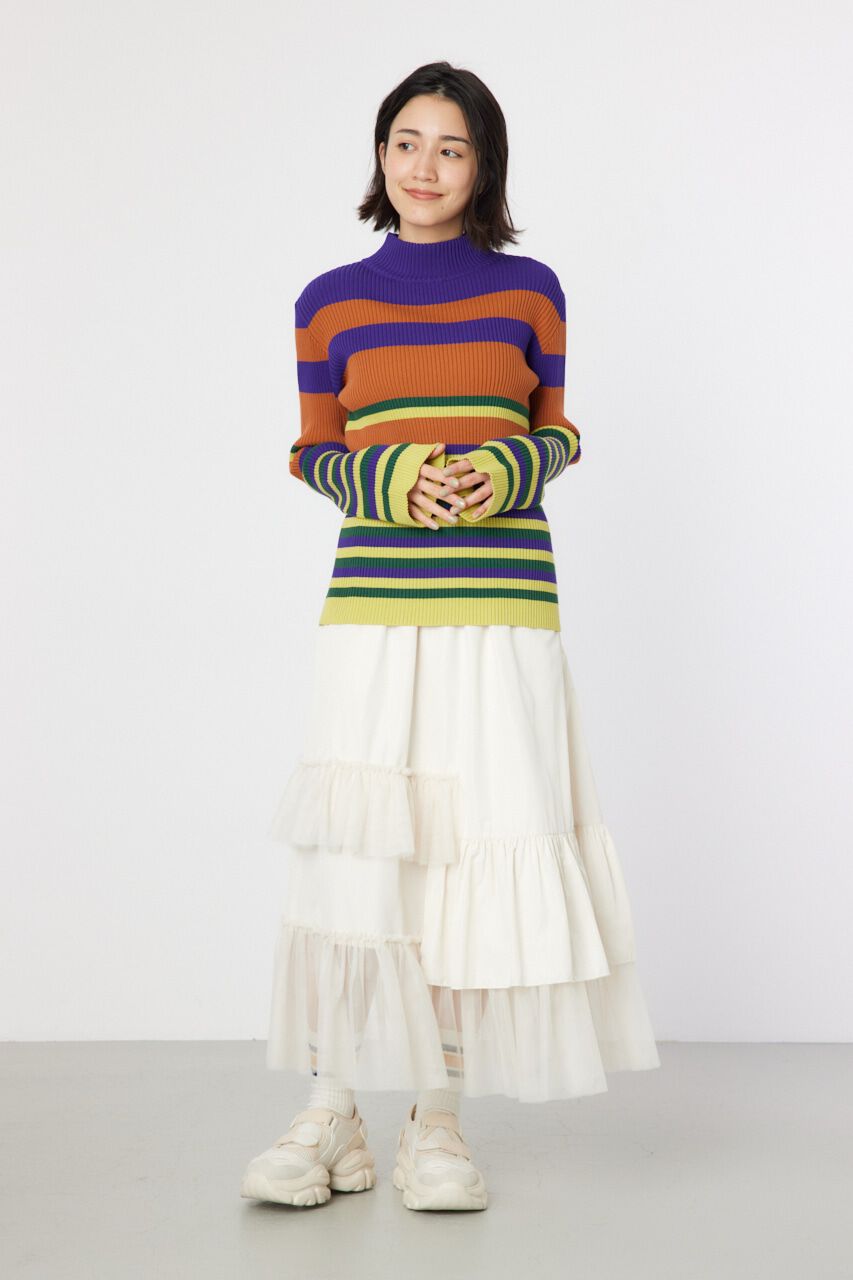 RODEO CROWNS「マルチボーダーハイネックトップス」|ニット・セーター|