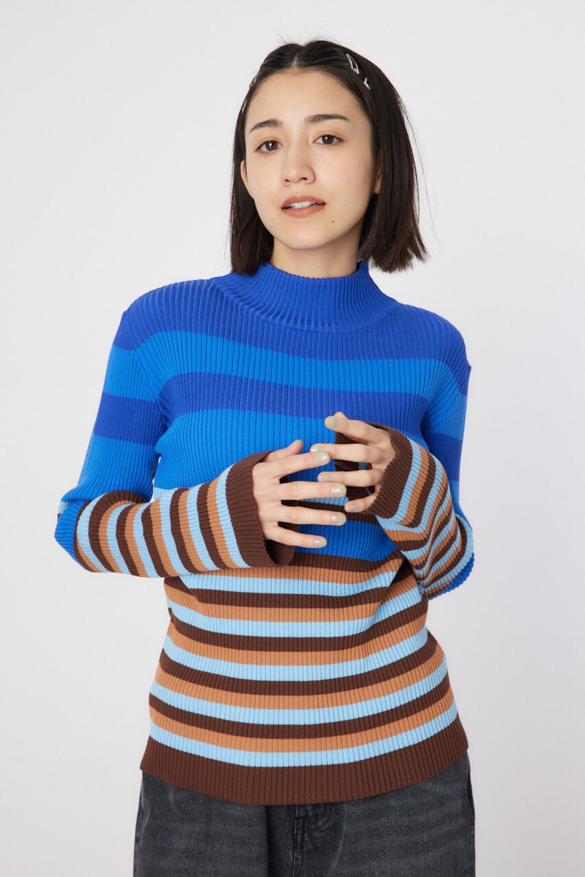 RODEO CROWNS「マルチボーダーハイネックトップス」|ニット・セーター|