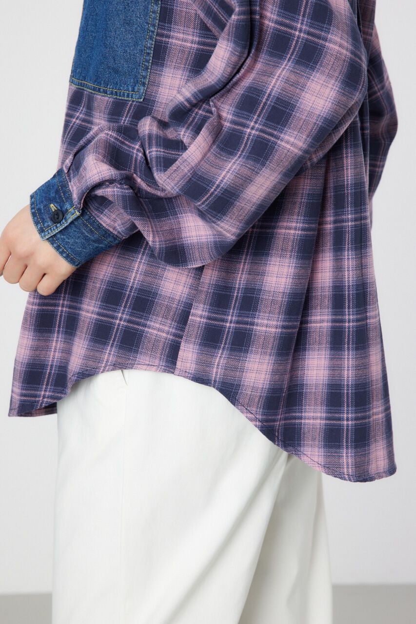 RODEO CROWNS「デニムドッキングチェックシャツ」|シャツ・ブラウス|