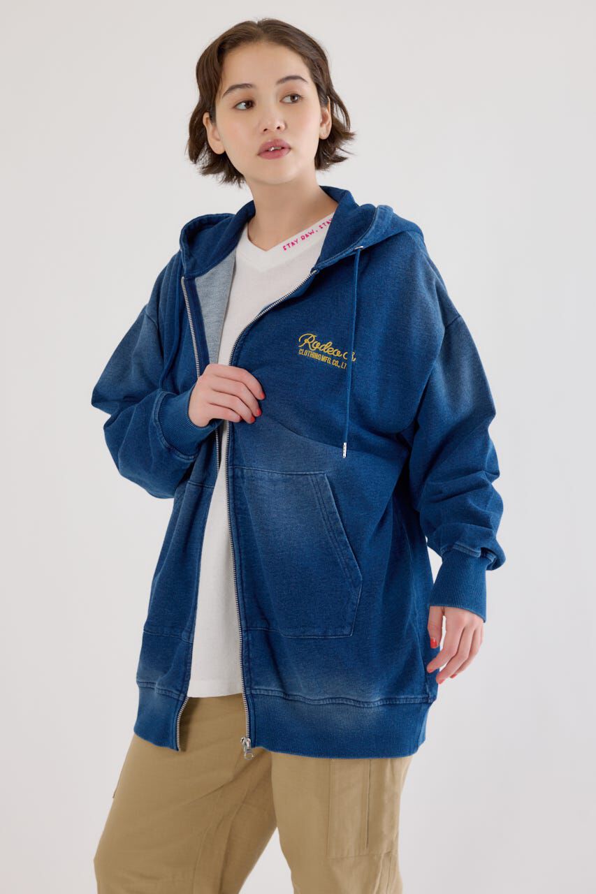 RODEO CROWNS「インディゴ裏毛ビッグジップパーカー」|パーカー|