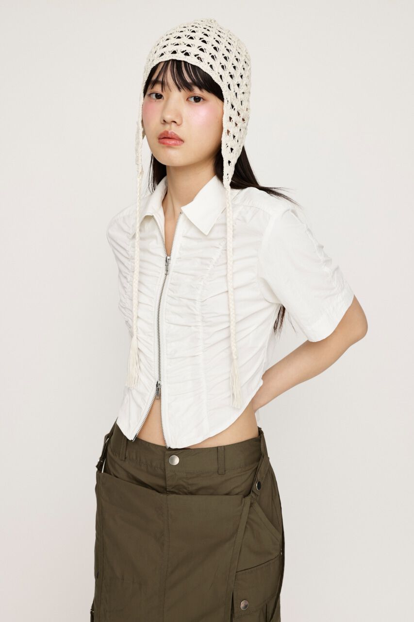 SLY「FRONT ZIP BACK OPEN ブラウス」|シャツ・ブラウス|O/WHT1