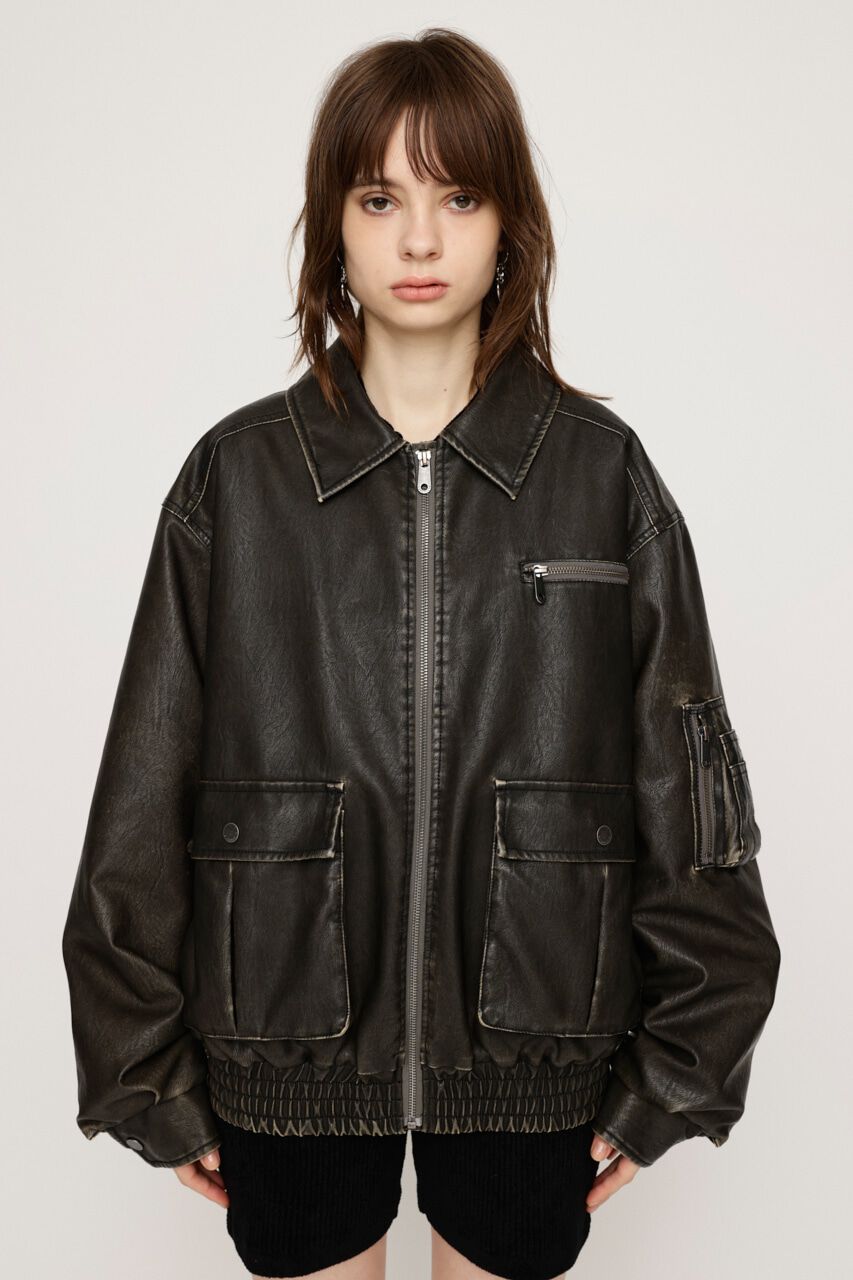 SLY「VINTAGE F／LEATHER S／ブルゾン」|ブルゾン・スタジャン|