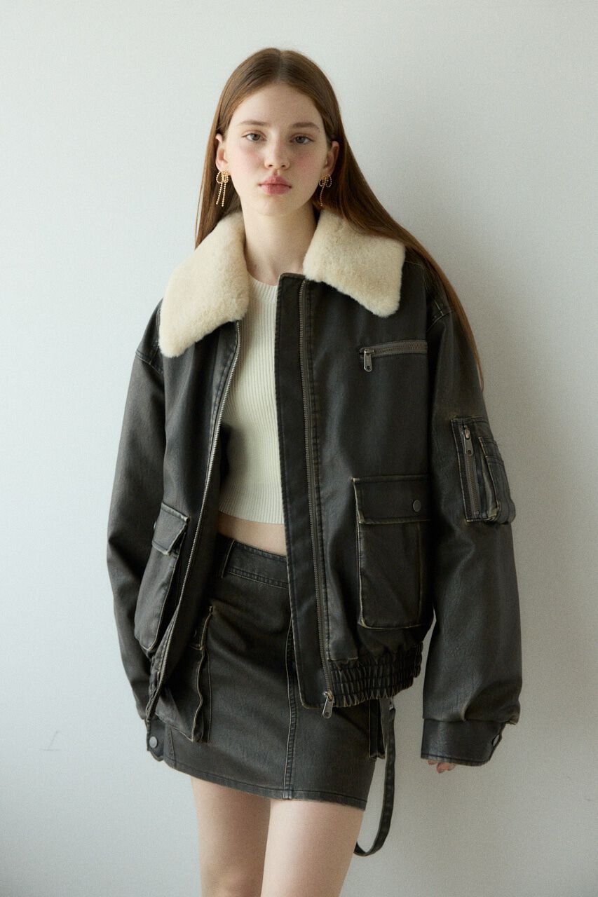 SLY「VINTAGE F／LEATHER S／ブルゾン」|ブルゾン・スタジャン|