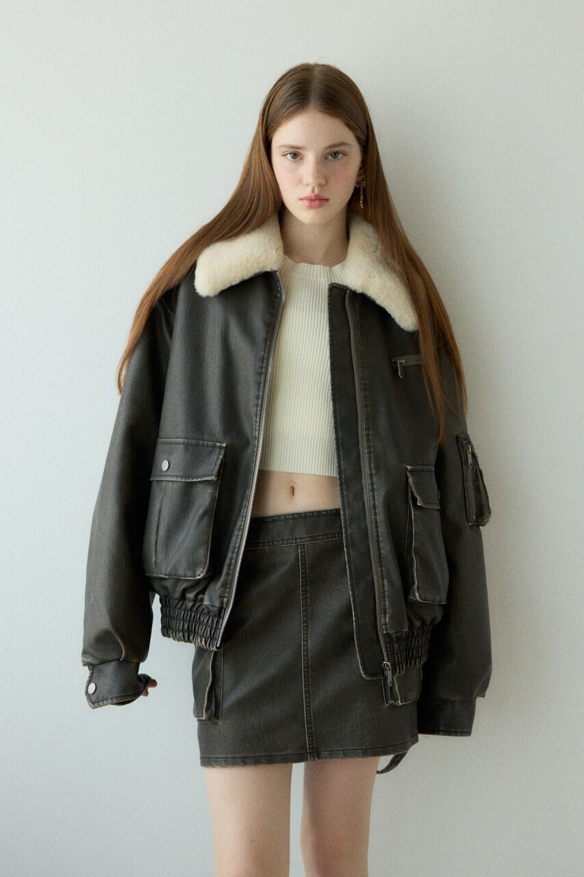 SLY「VINTAGE F／LEATHER S／ブルゾン」|ブルゾン・スタジャン|