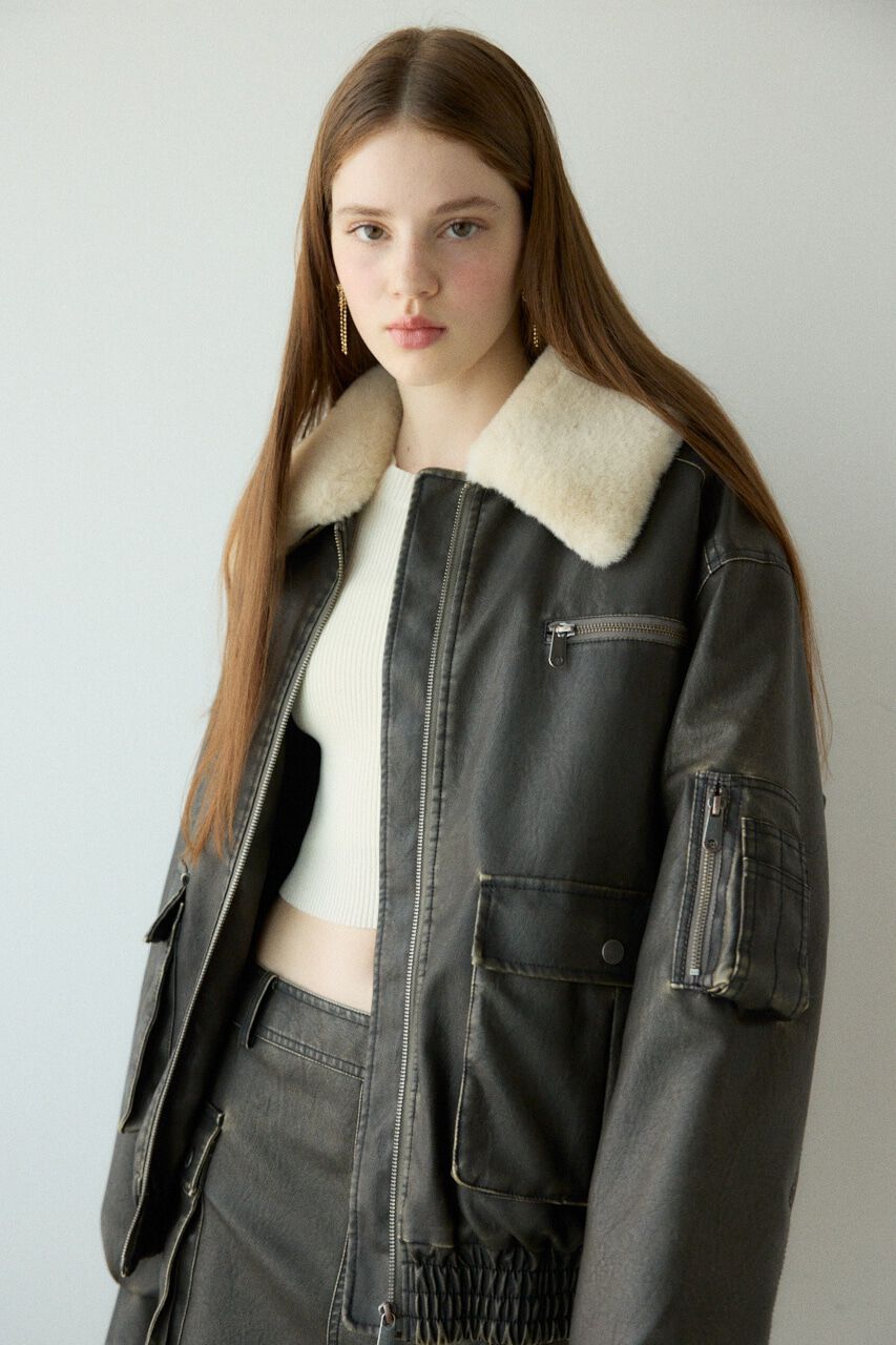 SLY「VINTAGE F／LEATHER S／ブルゾン」|ブルゾン・スタジャン|