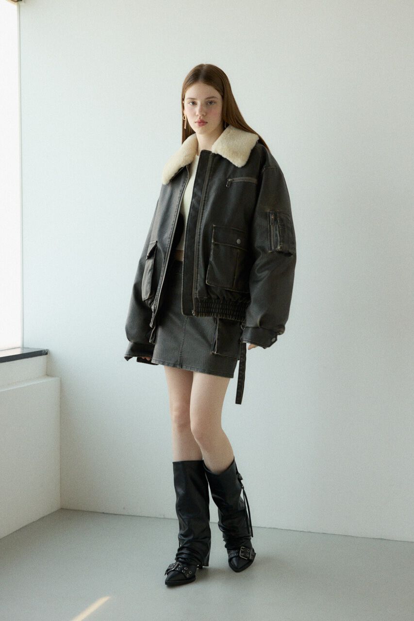 SLY「VINTAGE F／LEATHER S／ブルゾン」|ブルゾン・スタジャン|