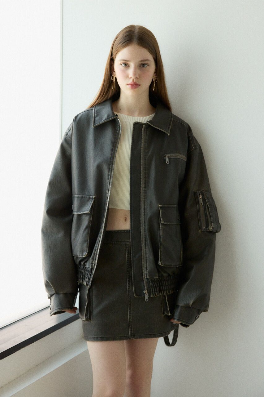 SLY「VINTAGE F／LEATHER S／ブルゾン」|ブルゾン・スタジャン|