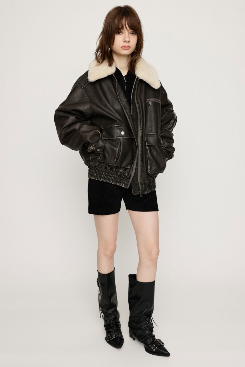 SLY「VINTAGE F／LEATHER S／ブルゾン」|ブルゾン・スタジャン|