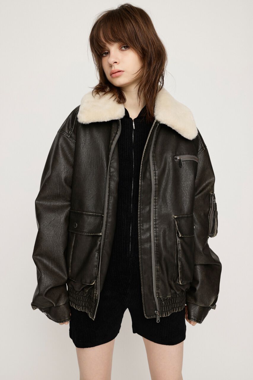 SLY「VINTAGE F／LEATHER S／ブルゾン」|ブルゾン・スタジャン|