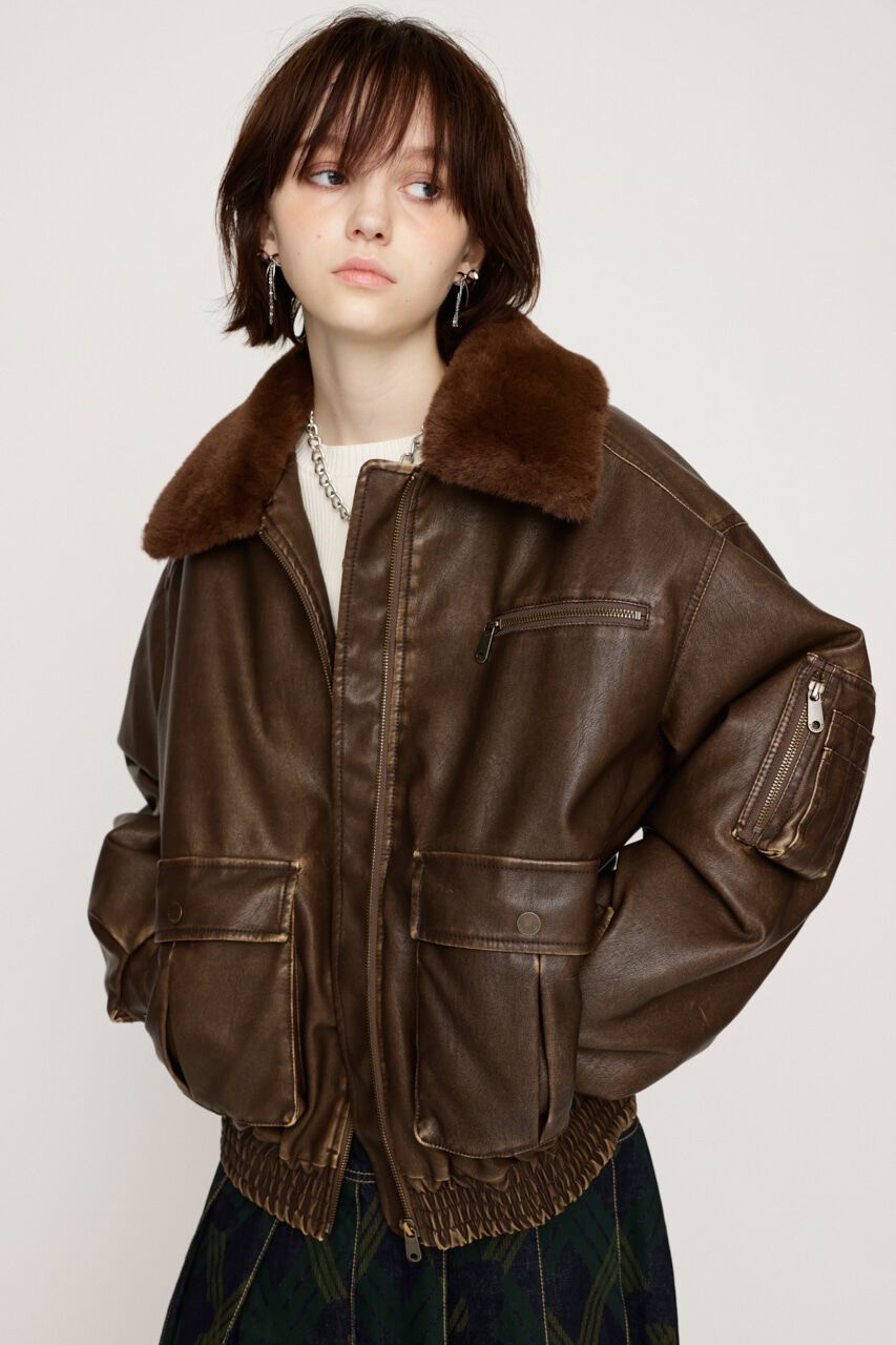 SLY「VINTAGE F／LEATHER S／ブルゾン」|ブルゾン・スタジャン|