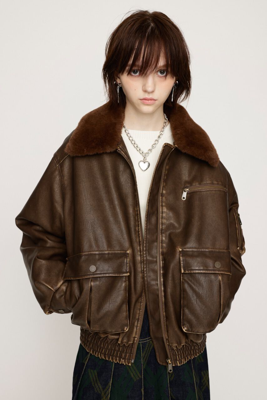 SLY「VINTAGE F／LEATHER S／ブルゾン」|ブルゾン・スタジャン|