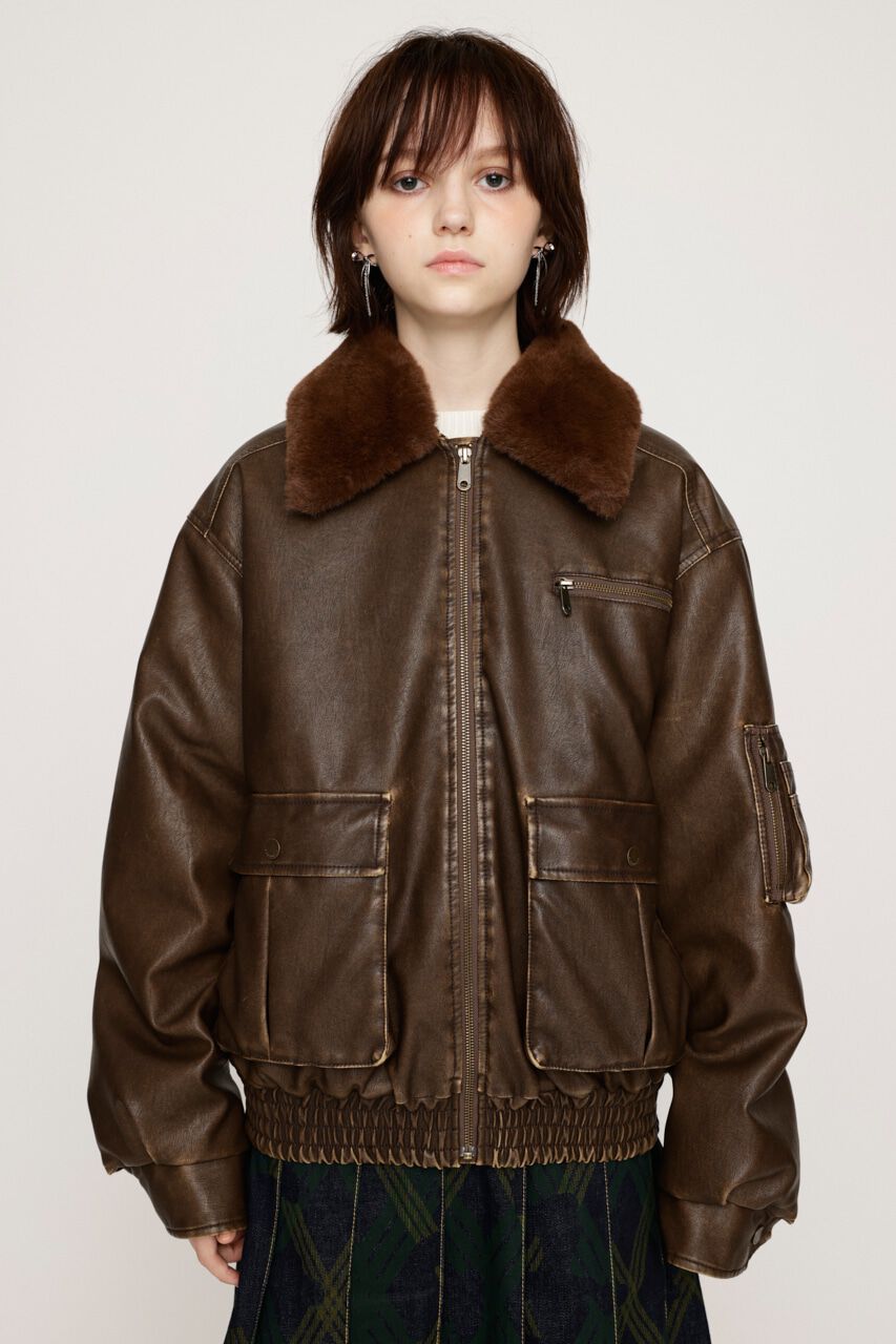 SLY「VINTAGE F／LEATHER S／ブルゾン」|ブルゾン・スタジャン|