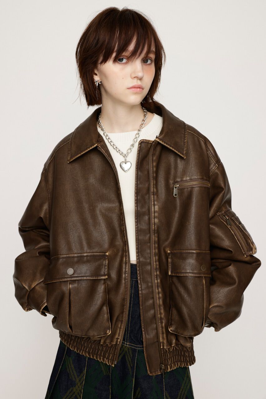 SLY「VINTAGE F／LEATHER S／ブルゾン」|ブルゾン・スタジャン|