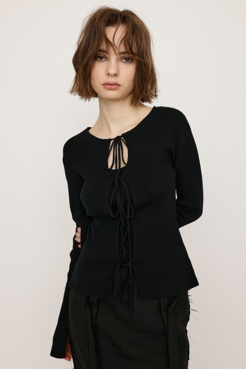 SLY「MANYWAY RIBBON KNIT トップス」|ニット・セーター|BLK