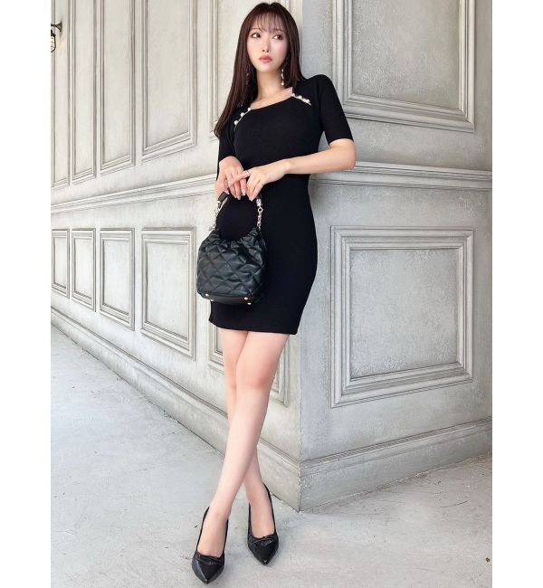 RESEXXY「パールビーズリブニットワンピース」|ワンピース|