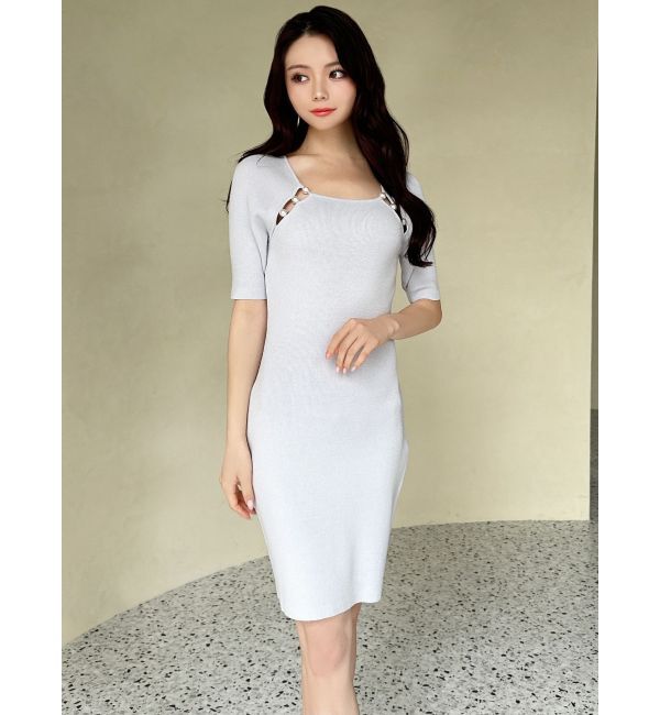 RESEXXY「パールビーズリブニットワンピース」|ワンピース|