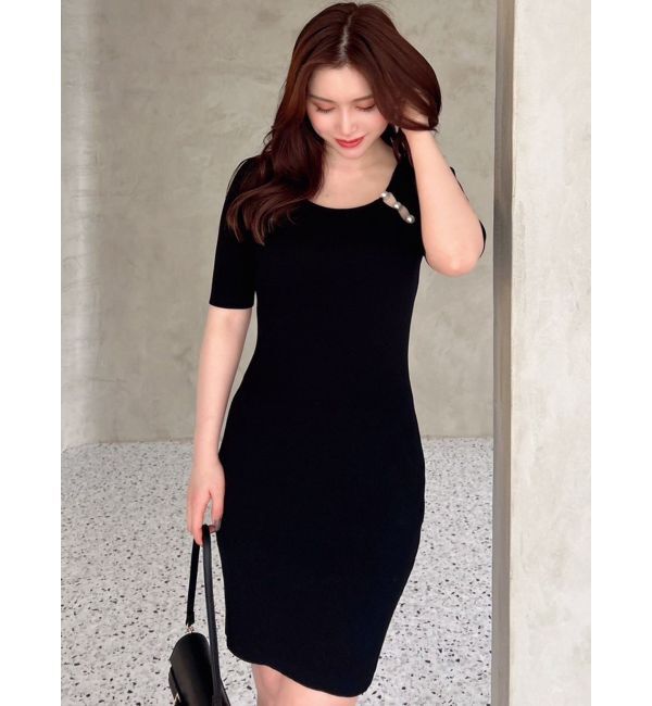 RESEXXY「パールビーズリブニットワンピース」|ワンピース|