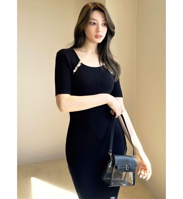 RESEXXY「パールビーズリブニットワンピース」|ワンピース|