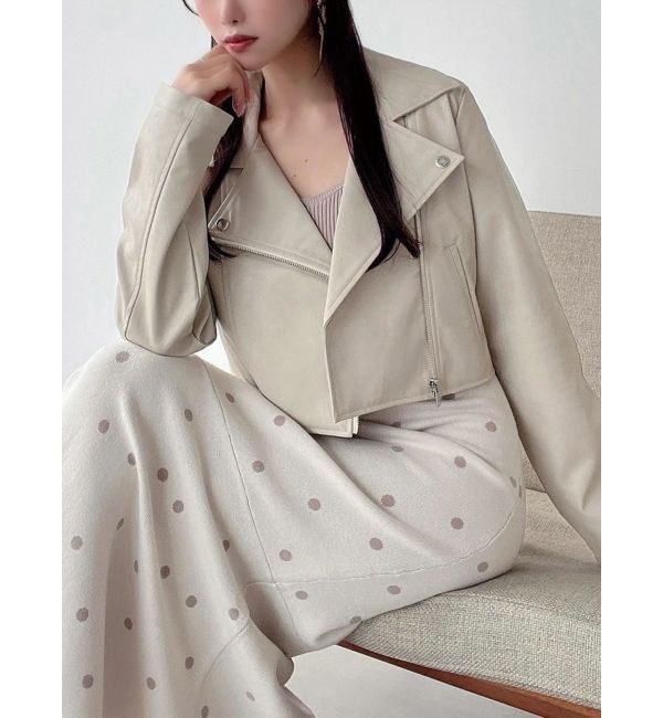 RESEXXY「フェイクレザーライダースジャケット」|ライダースジャケット|アイボリー