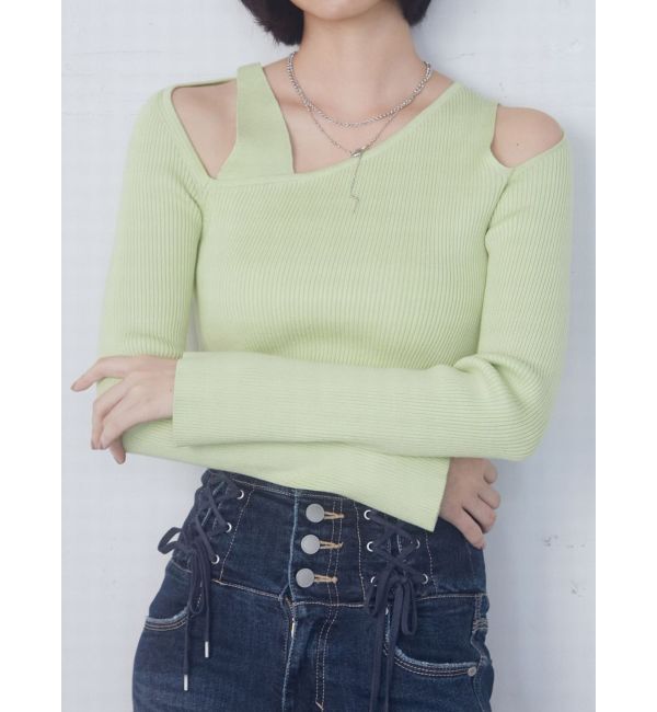 EMODA「レイヤードストラップスキンニット」|ニット・セーター|ライム