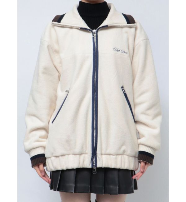 EMODA「リブカラーフリースブルゾン」|ブルゾン・スタジャン|アイボリー