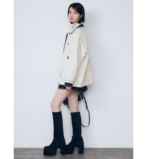 EMODA「リブカラーフリースブルゾン」|ブルゾン・スタジャン|