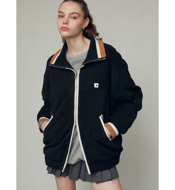 EMODA「リブカラーフリースブルゾン」|ブルゾン・スタジャン|ブラック