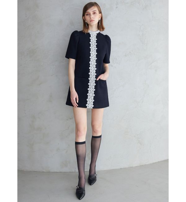 MERCURYDUO「バイカラーレースミニワンピース」|ワンピース|