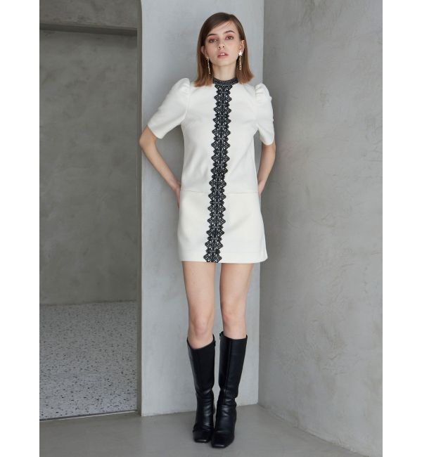 MERCURYDUO「バイカラーレースミニワンピース」|ワンピース|