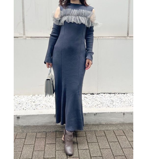 MERCURYDUO「チュールドッキングフレアマーメイドワンピース」|ワンピース|