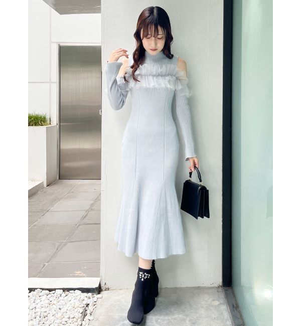 MERCURYDUO「チュールドッキングフレアマーメイドワンピース」|ワンピース|