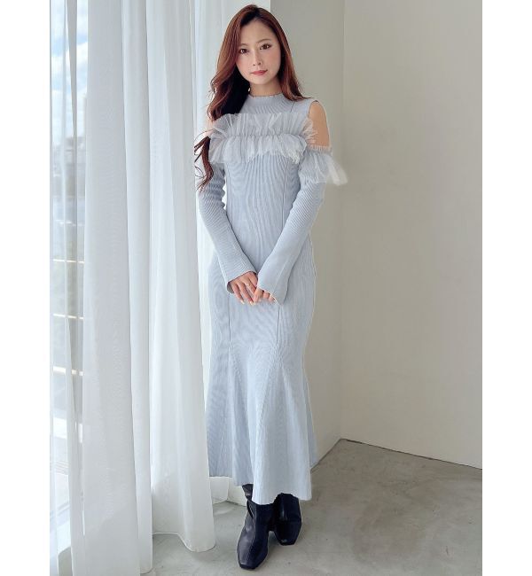 MERCURYDUO「チュールドッキングフレアマーメイドワンピース」|ワンピース|