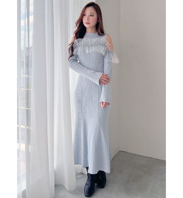 MERCURYDUO「チュールドッキングフレアマーメイドワンピース」|ワンピース|