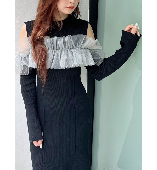 MERCURYDUO「チュールドッキングフレアマーメイドワンピース」|ワンピース|