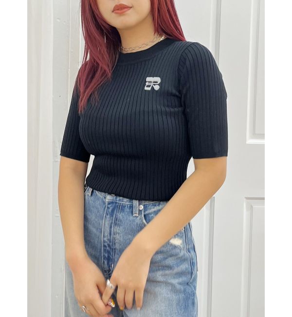 EVRIS「ロゴワンポイントニットトップス」|ニット・セーター|ブラック