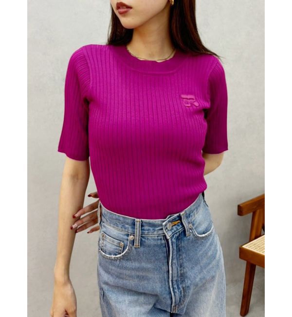 EVRIS「ロゴワンポイントニットトップス」|ニット・セーター|ピンク