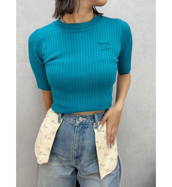 EVRIS「ロゴワンポイントニットトップス」|ニット・セーター|ブルー