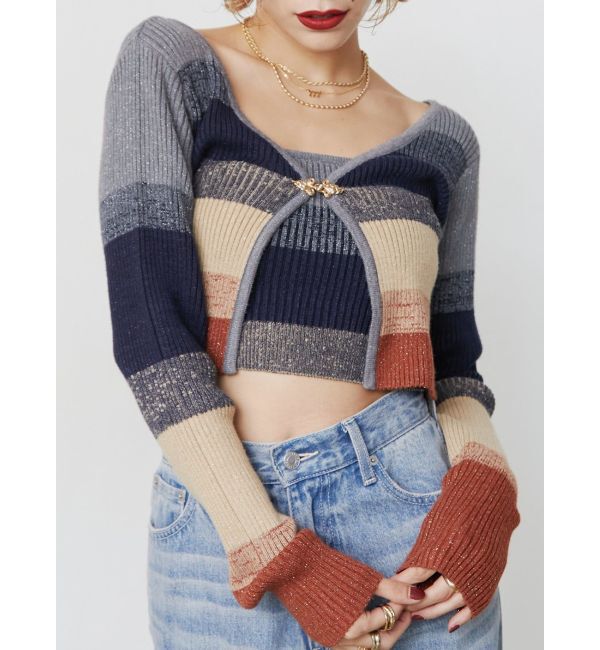 EVRIS「ラメアンサンブルニットトップス」|ニット・セーター|グレー