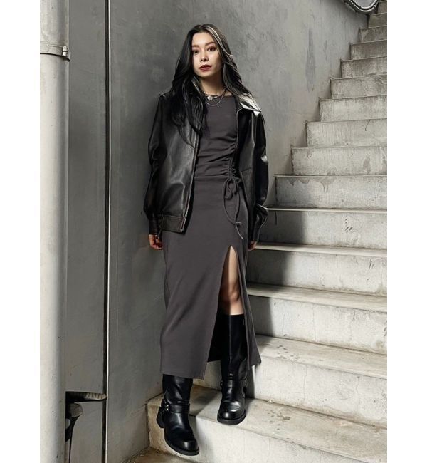 EVRIS「ドロストギャザーロングワンピース」|ワンピース|