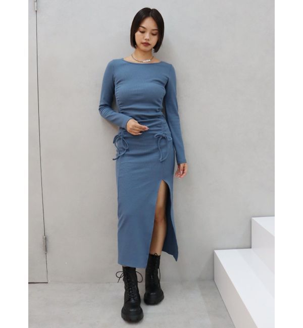 EVRIS「ドロストギャザーロングワンピース」|ワンピース|