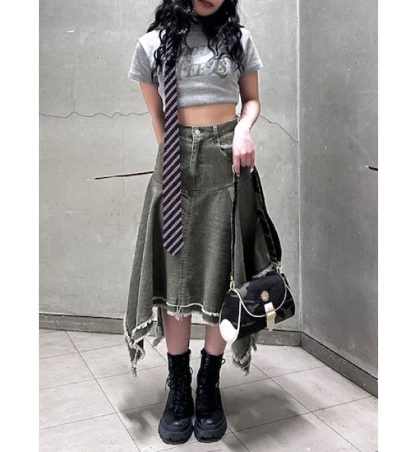 EVRIS「ランダムヘムミディーデニムスカート」|スカート|