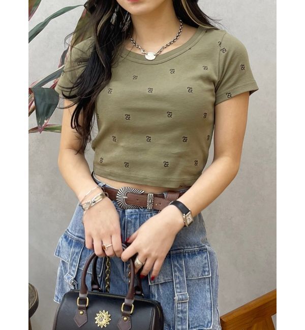 EVRIS「エンブロイダリーショートTシャツ」|Tシャツ・カットソー|カーキ