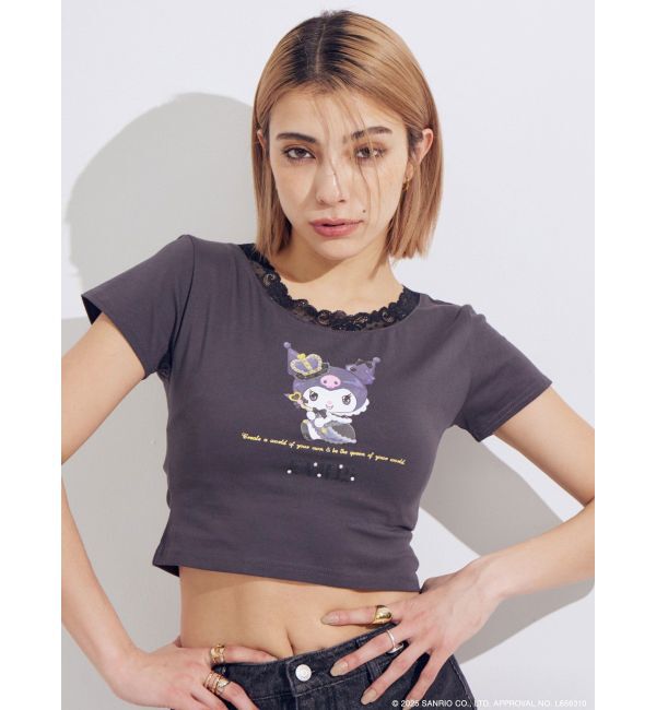 EVRIS「【メロクロコラボ】レースドッキングクロミTシャツ」|Tシャツ・カットソー|ブラック