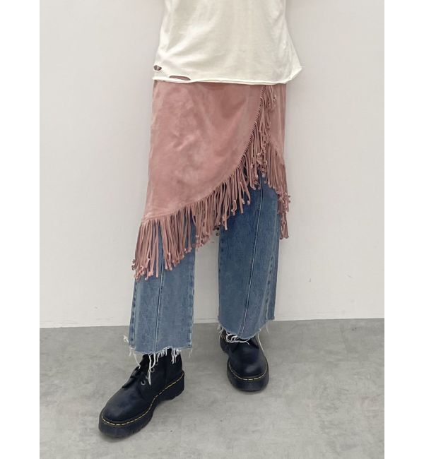 jouetie「フリンジスリットストレートスカート」|スカート|ピンク