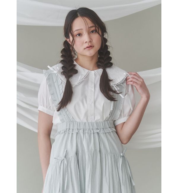 merry jenny「ストライプリボンフレアジャンスカ」|ジャンパースカート|