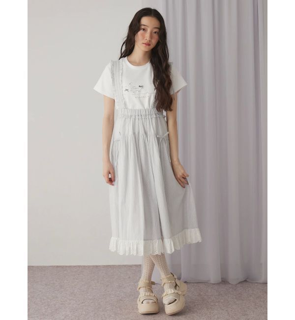 merry jenny「ストライプリボンフレアジャンスカ」|ジャンパースカート|