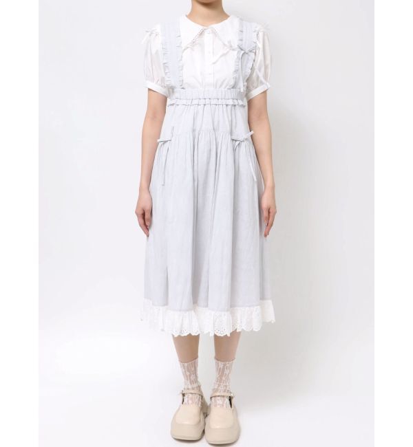 merry jenny「ストライプリボンフレアジャンスカ」|ジャンパースカート|