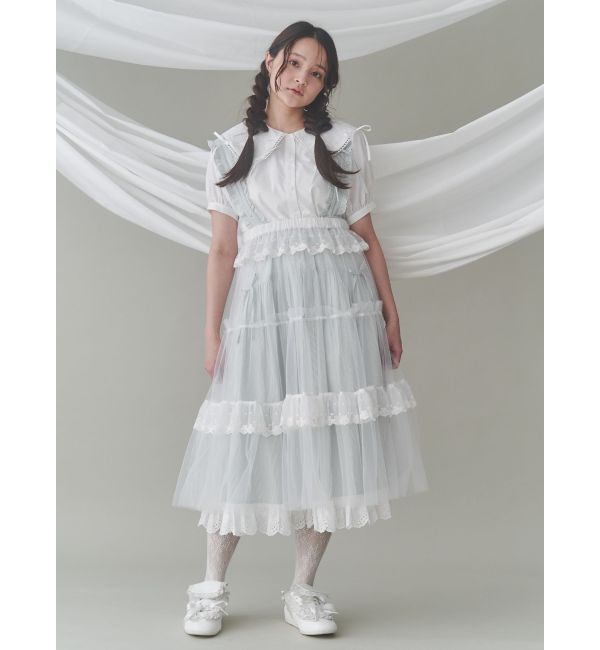 merry jenny「ストライプリボンフレアジャンスカ」|ジャンパースカート|