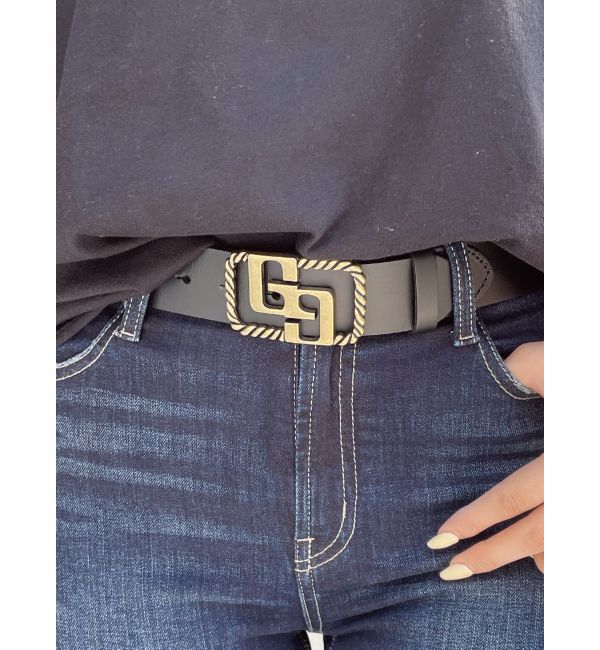 GYDA「JEYSUS GGレザーワイドベルト」|ベルト|ゴールド