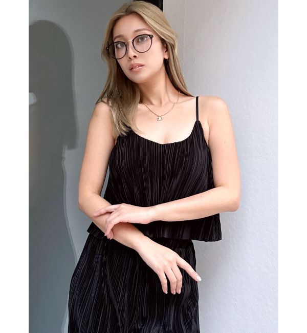 GYDA「サテンプリーツキャミビスチェ【SETUP着用可】」|キャミソール|ブラック
